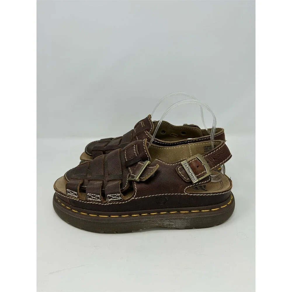 Dr. Martens Mens Fisherman Sandals Brown Double Buckle Platform Sole Size 10